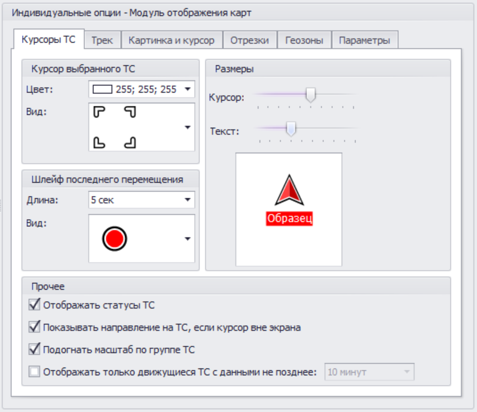 Меню Опции Модуль отображения карт инд вкладка Курсоры ТС.png